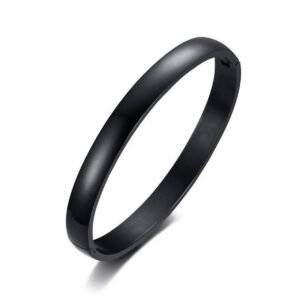 Black Stainless Steel Bangle Bracelet for Men