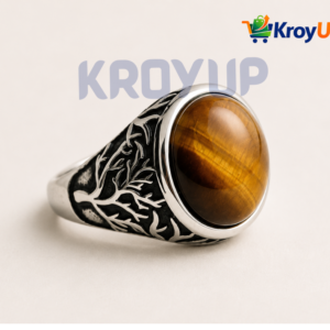 Men's 316L Stainless Steel & Real Stone Ring
